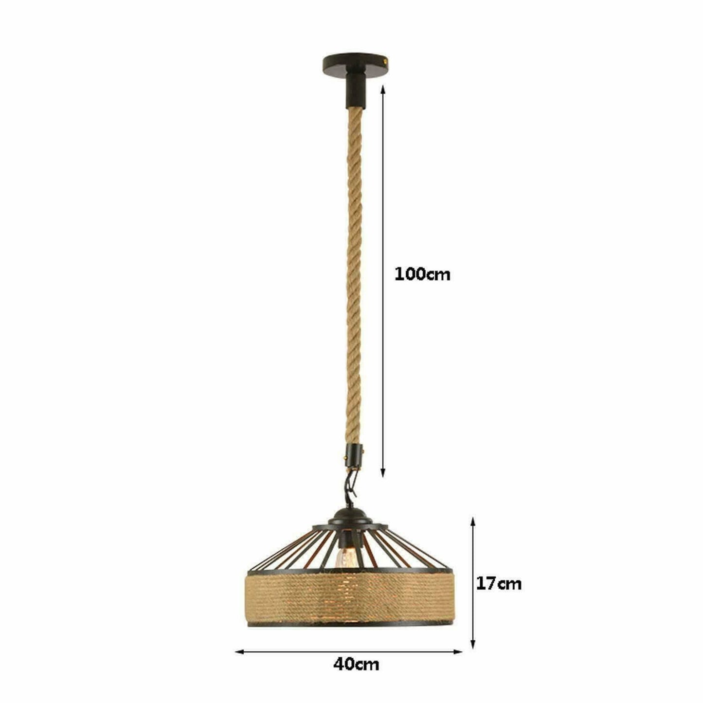 Retro Industrial Vintage Loft Hanfseil Pendelleuchte Deckenlampe