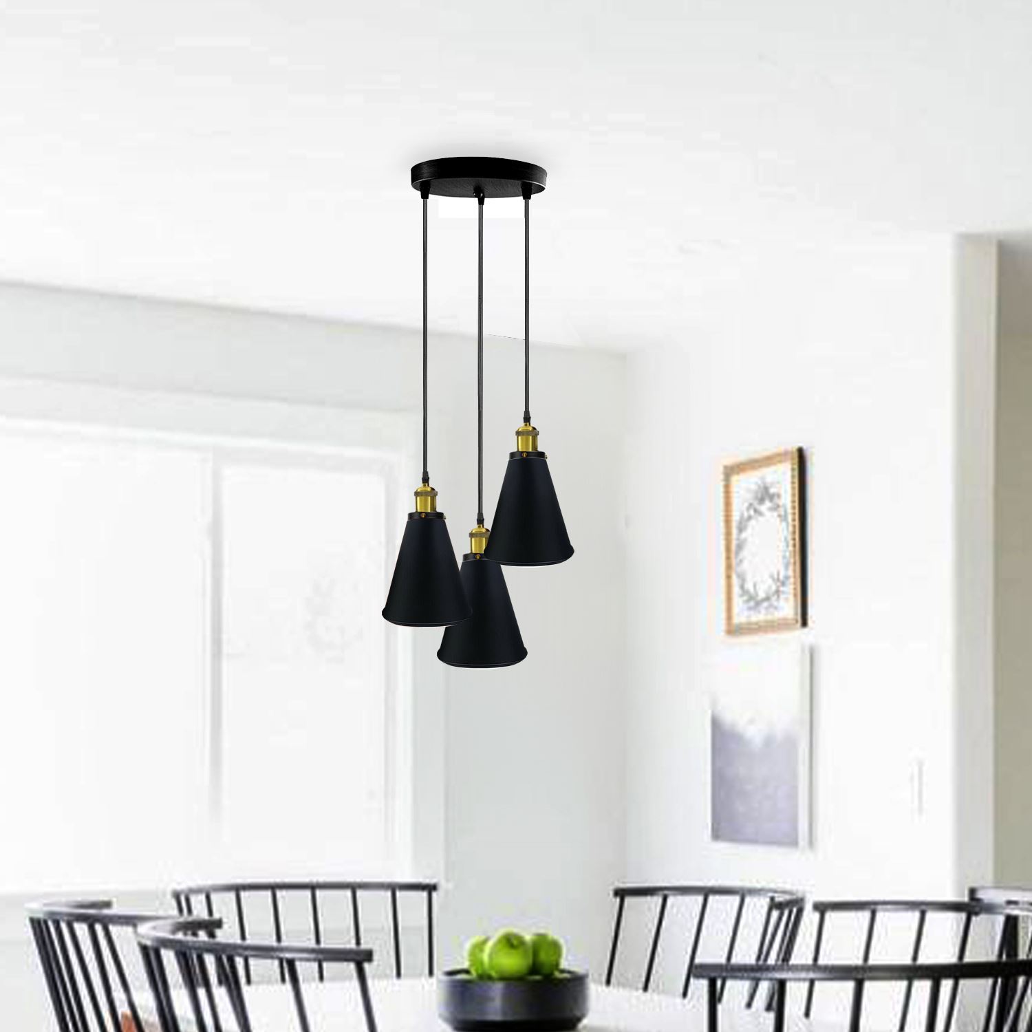 Industrielle Retro 3-Kopf Vintage Runde Basis Pendelleuchte Deckenleuchte