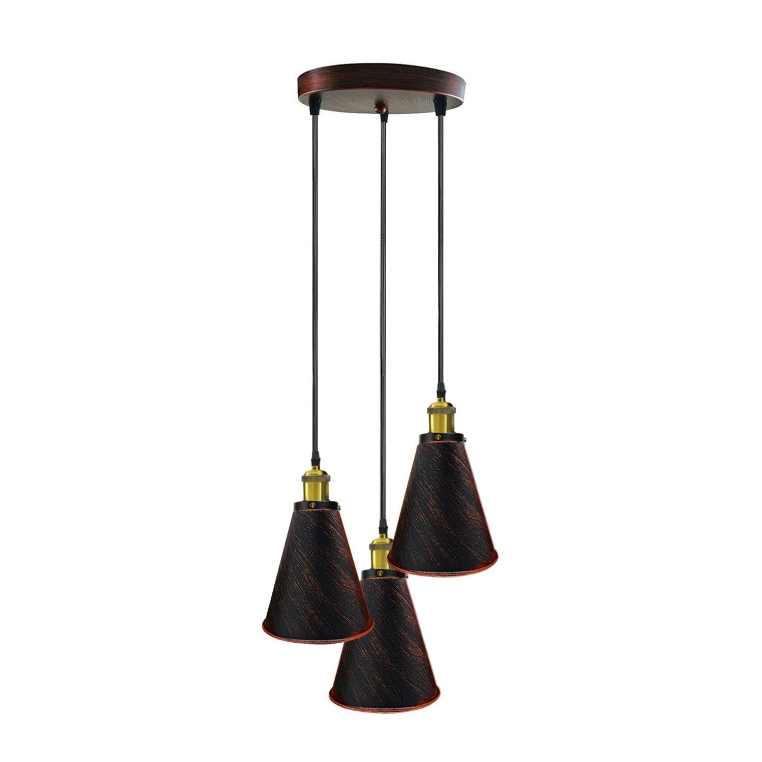 Industrielle Retro 3-Kopf Vintage Runde Basis Pendelleuchte Deckenleuchte