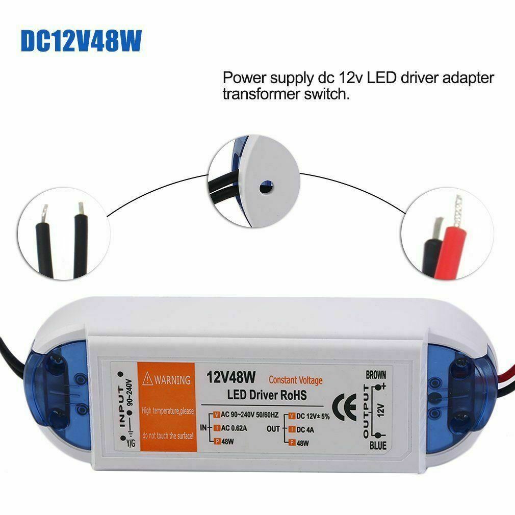 Neuer DC 12V LED Treiber Blau und Orange 18W / 28W / 48W / 72W / 100W Netzteil Treibertransformator