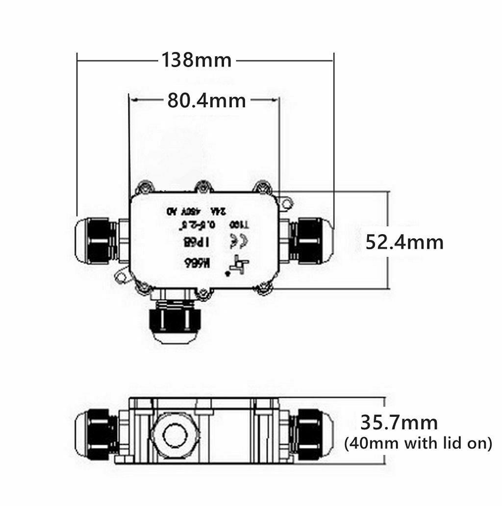 2/3-Wege IP65 wasserdichte Anschlussdose Erdkabel Leitungsschutzstecker