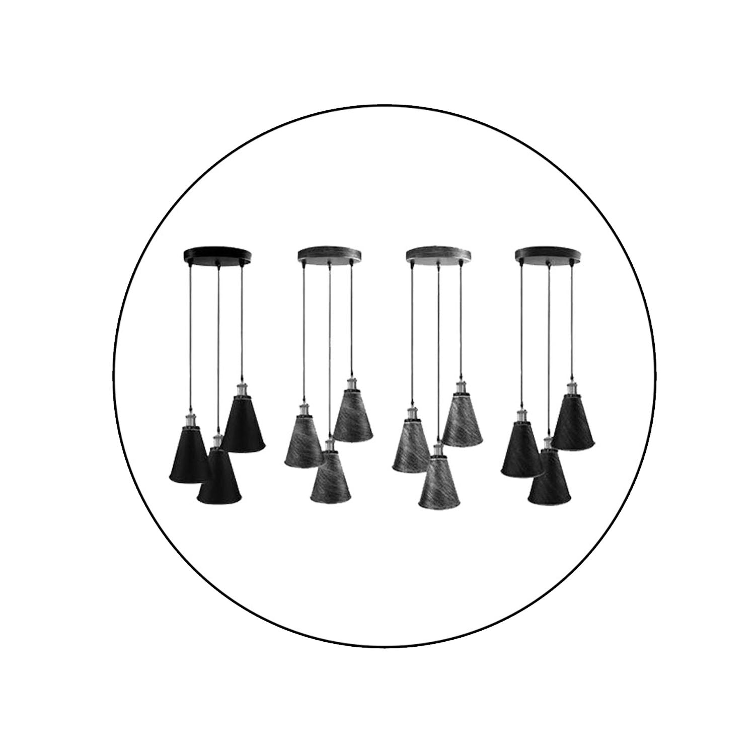 Industrielle Retro 3-Kopf Vintage Runde Basis Pendelleuchte Deckenleuchte