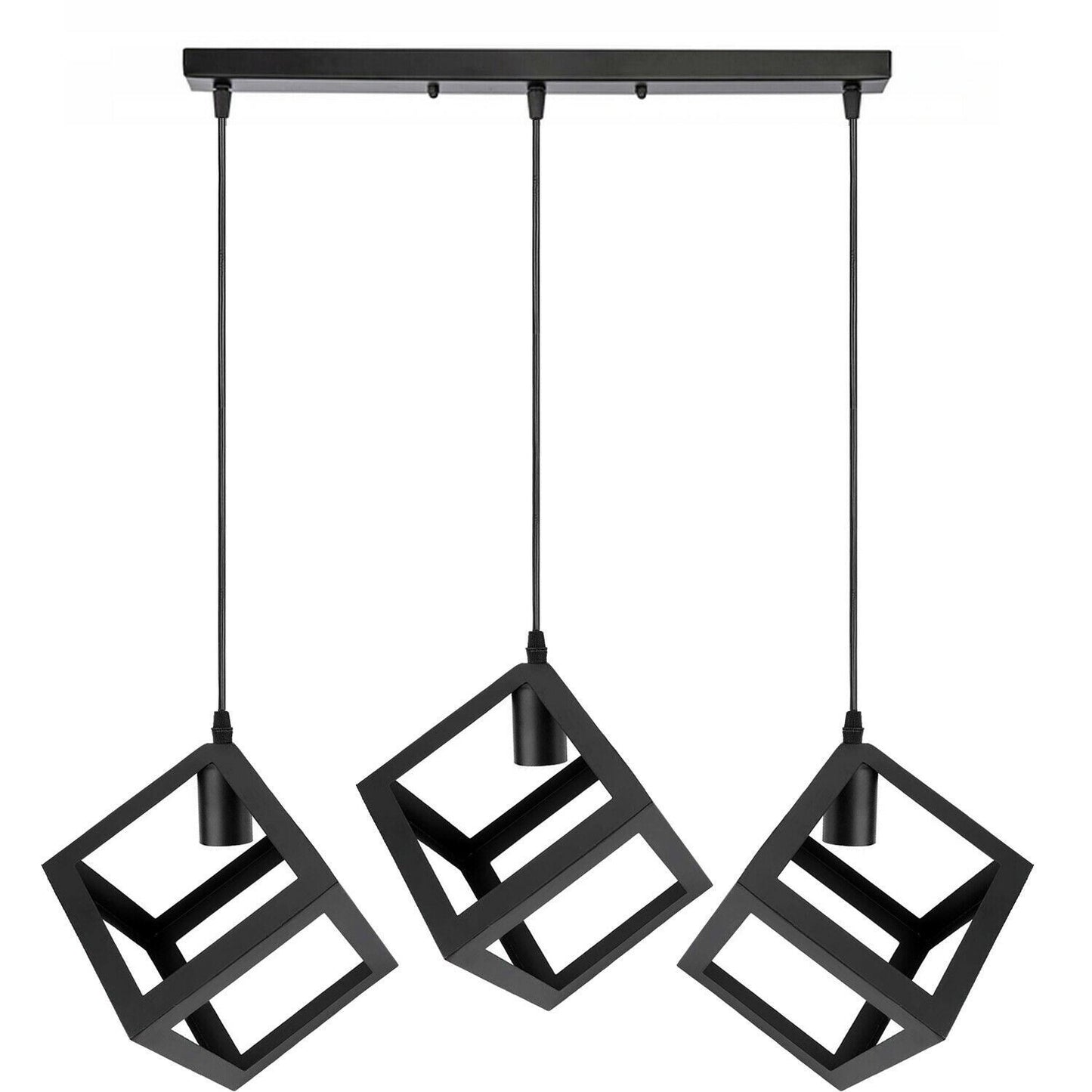 Industrielle Vintage 1/3 Light Black Square Cluster Pendelleuchte