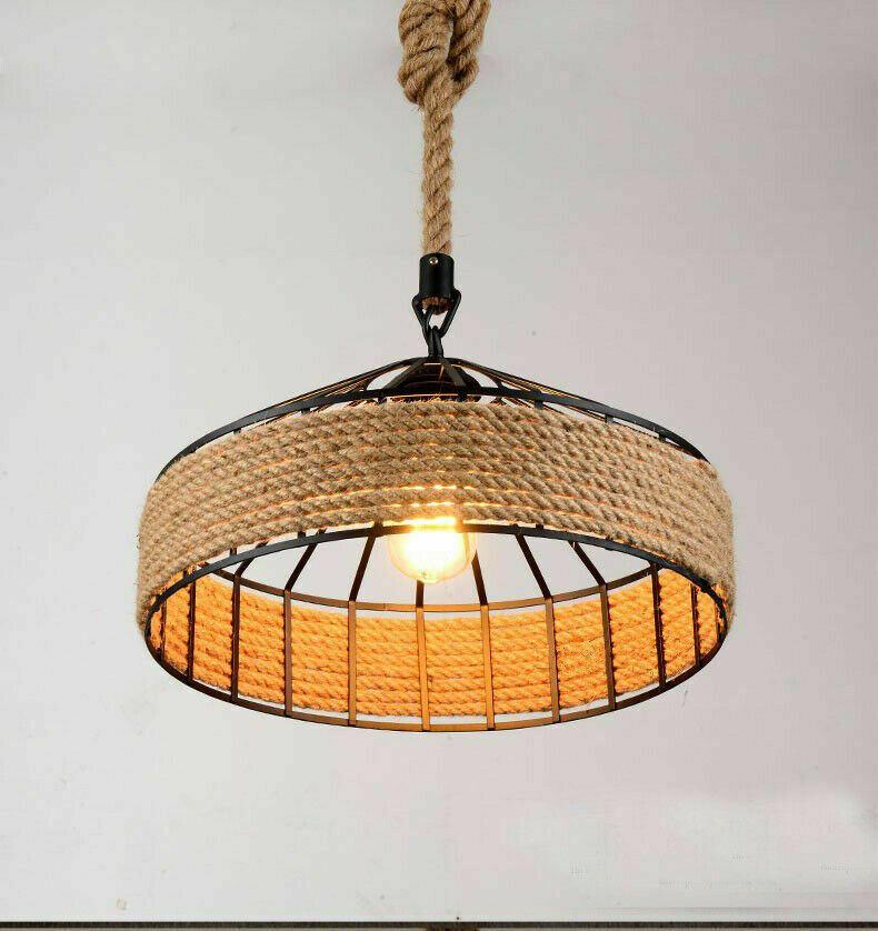 Retro Industrial Vintage Loft Hanfseil Pendelleuchte Deckenlampe