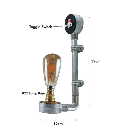 Industrielles modernes Vintage Retro galvanisiertes Rohr Wandleuchte B22 Lampenbefestigung Rohrbeleuchtung LEDSone DE