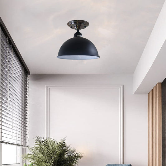 Dome-förmige Küchen-Deckenlampe, schwarz/weiß Metall.