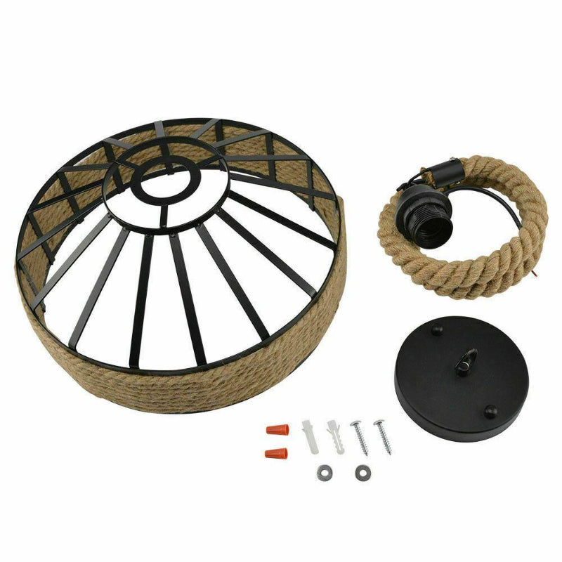 Retro Industrial Vintage Loft Hanfseil Pendelleuchte Deckenlampe