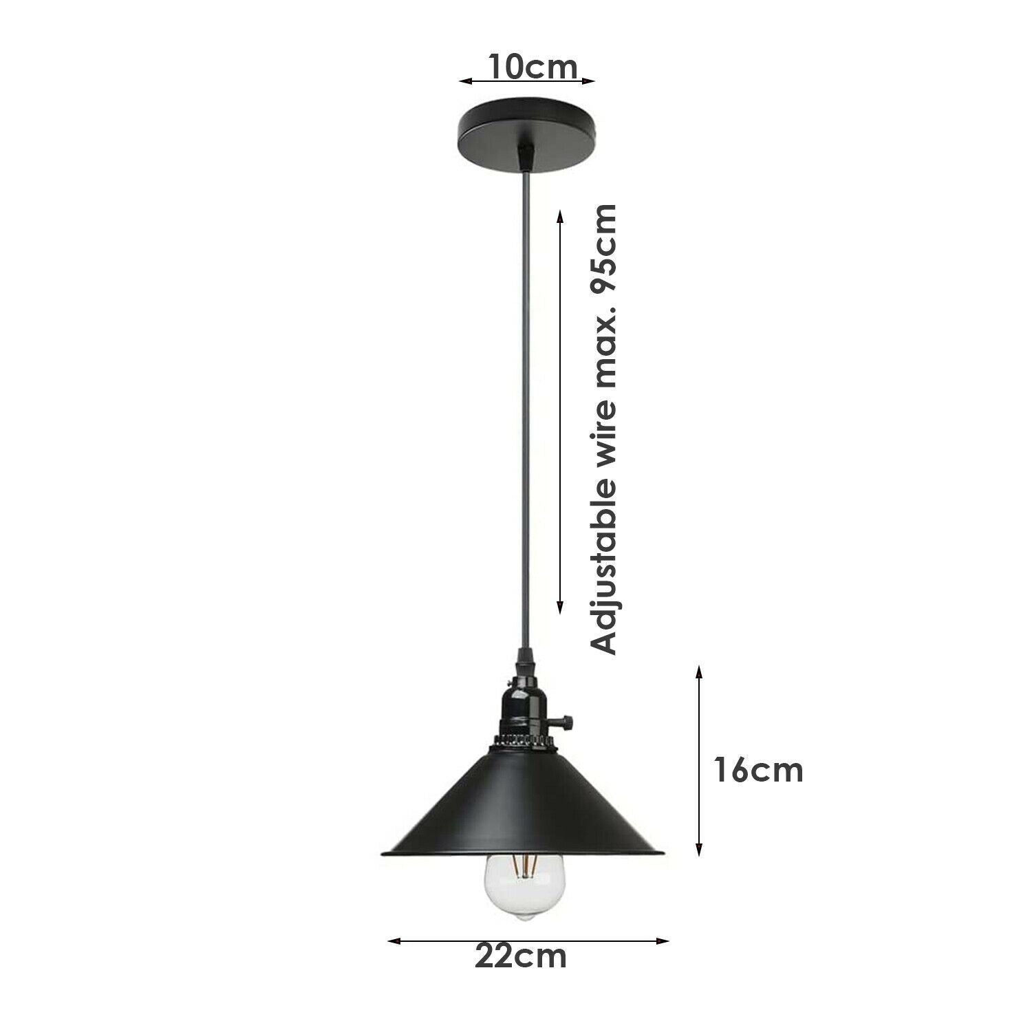 Vintage Industrie 3-Wege Deckenpendelleuchte Metall Retro Loft Hang Lampenschirm