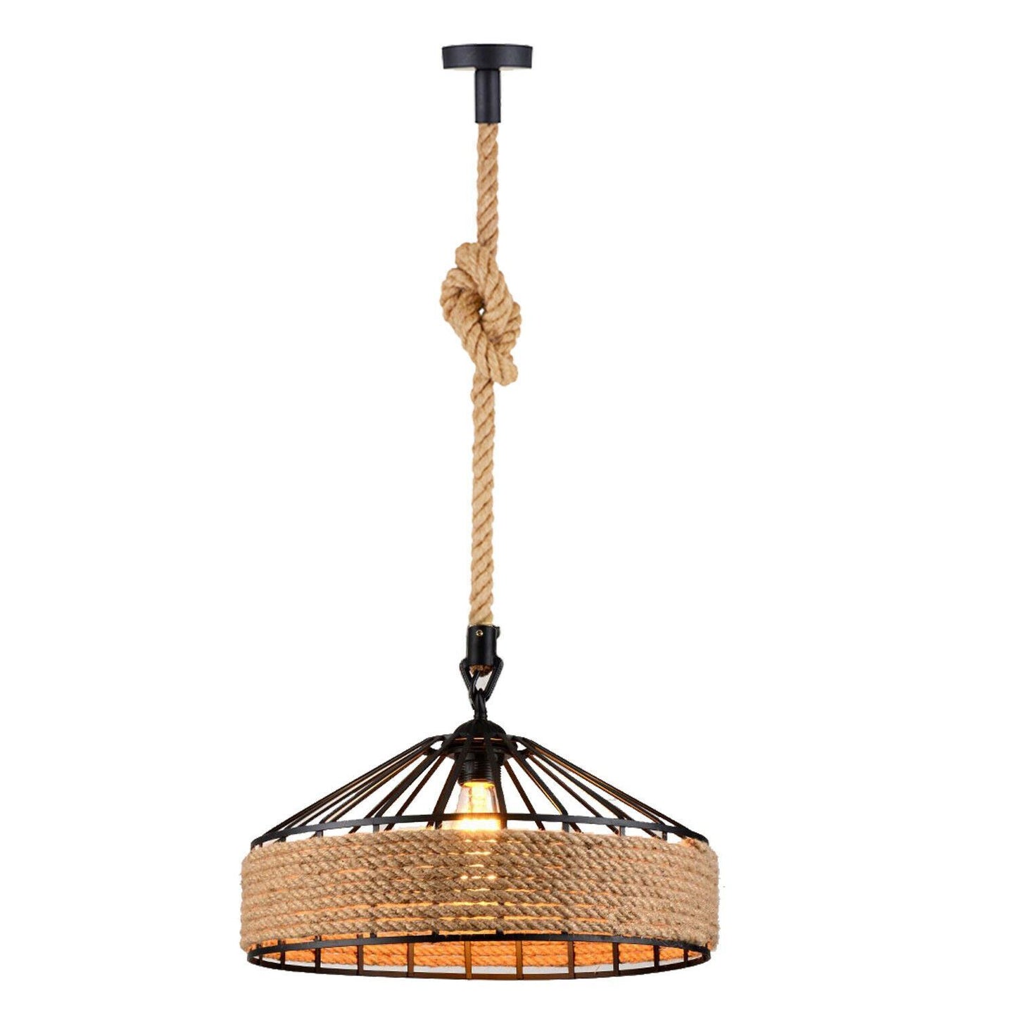 Retro Industrial Vintage Loft Hanfseil Pendelleuchte Deckenlampe