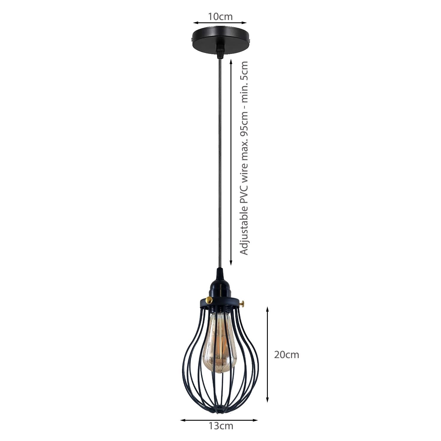 Retro Industrieller Schwarzer Indoor Hängende Verstellbare Pendelleuchte Große Vase Käfig Deckenleuchter