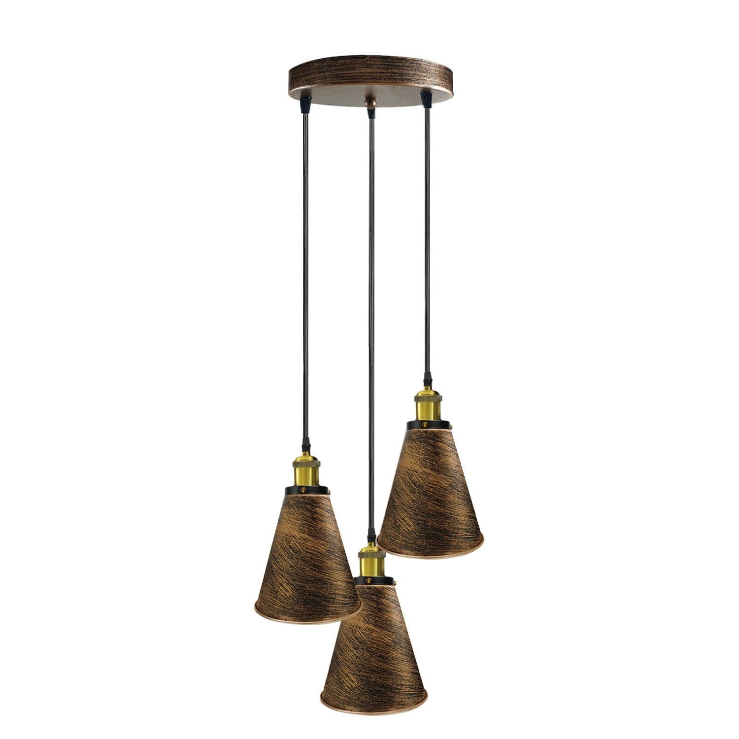 Industrielle Retro 3-Kopf Vintage Runde Basis Pendelleuchte Deckenleuchte