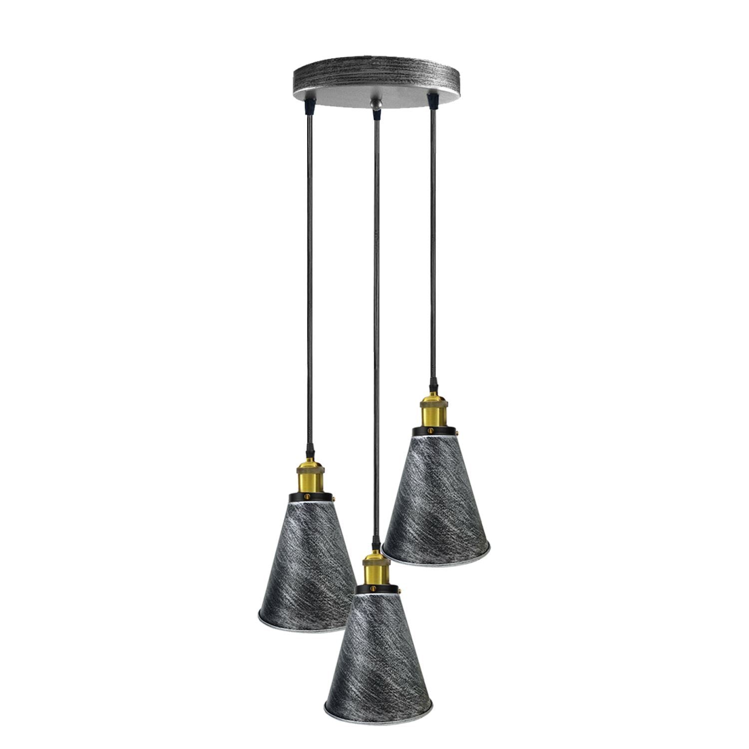 Industrielle Retro 3-Kopf Vintage Runde Basis Pendelleuchte Deckenleuchte