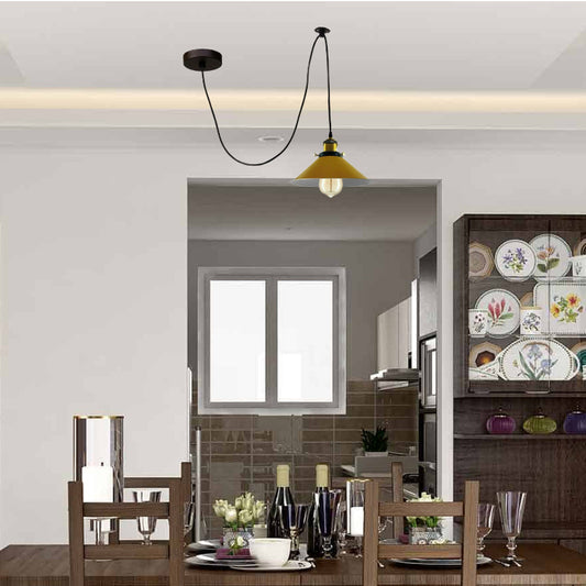 Gelbe Conelampe mit 1 Lichtquelle und E27-Fassung für Küche und Schlafzimmer