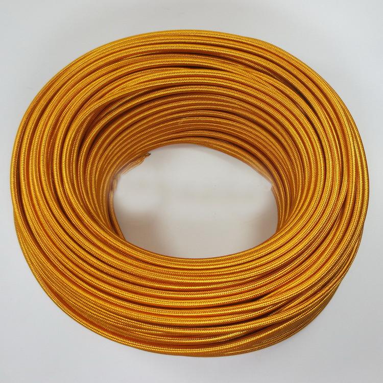 2-adriger runder Vintage geflochtener Stoff Goldfarbenes Kabel Flex 0,75 mm - Shop für LED-Leuchten - Transformatoren - Lampenschirme - Halter | LEDSone DE
