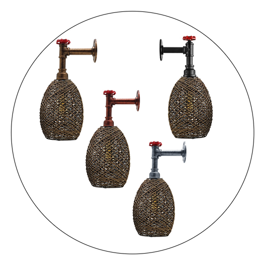 Rattan Pipe Wandlampenschirm Leuchten LEDSone DE-1