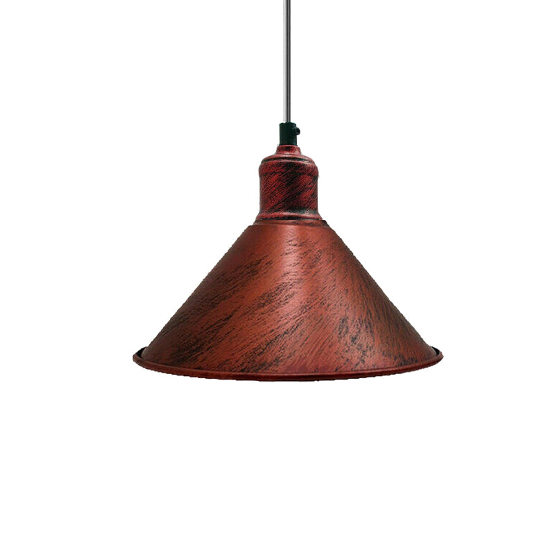 Stylische Pendelleuchte im modernen, rustikalen Rot, ideal für Wohnzimmer, mit E27 Fassung aus Metall.