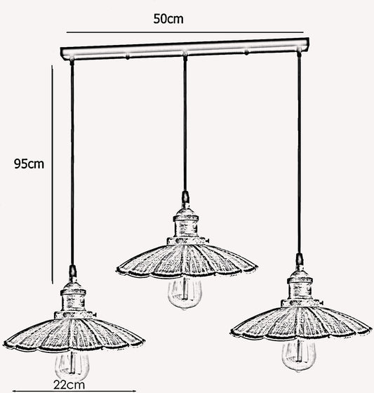 Schwarze Farbe  Hängelampe Retro pendelleuchte höhenverstellbar
 3 Scheinwerfer