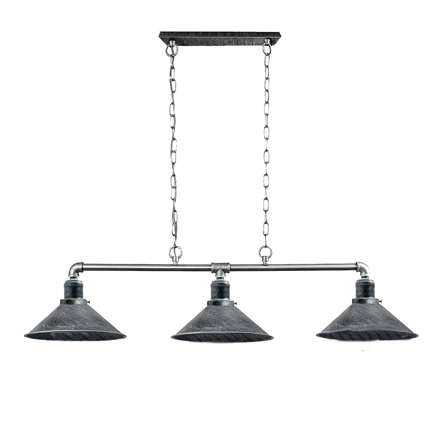 Modernes Retro-Pipe-Beleuchtungs-Deckenleuchten-Pendelset Gebürstetes Silber LEDSone DE-2