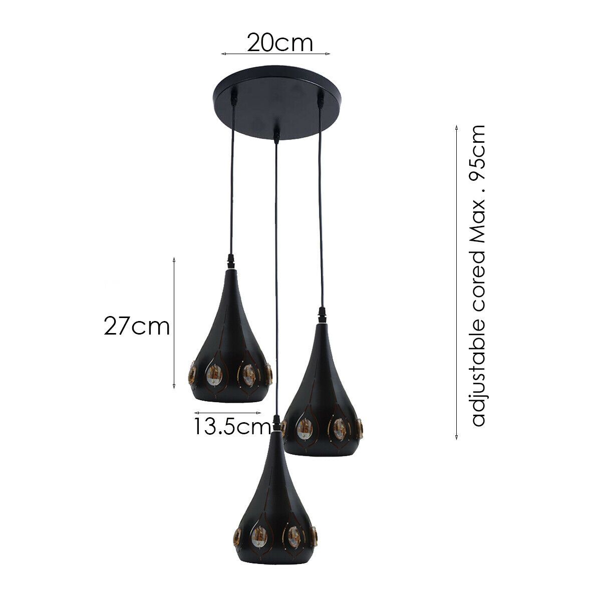 Vintage Industrie Deckenpendelleuchte Retro Loft Style Metall + Kristall Lampe