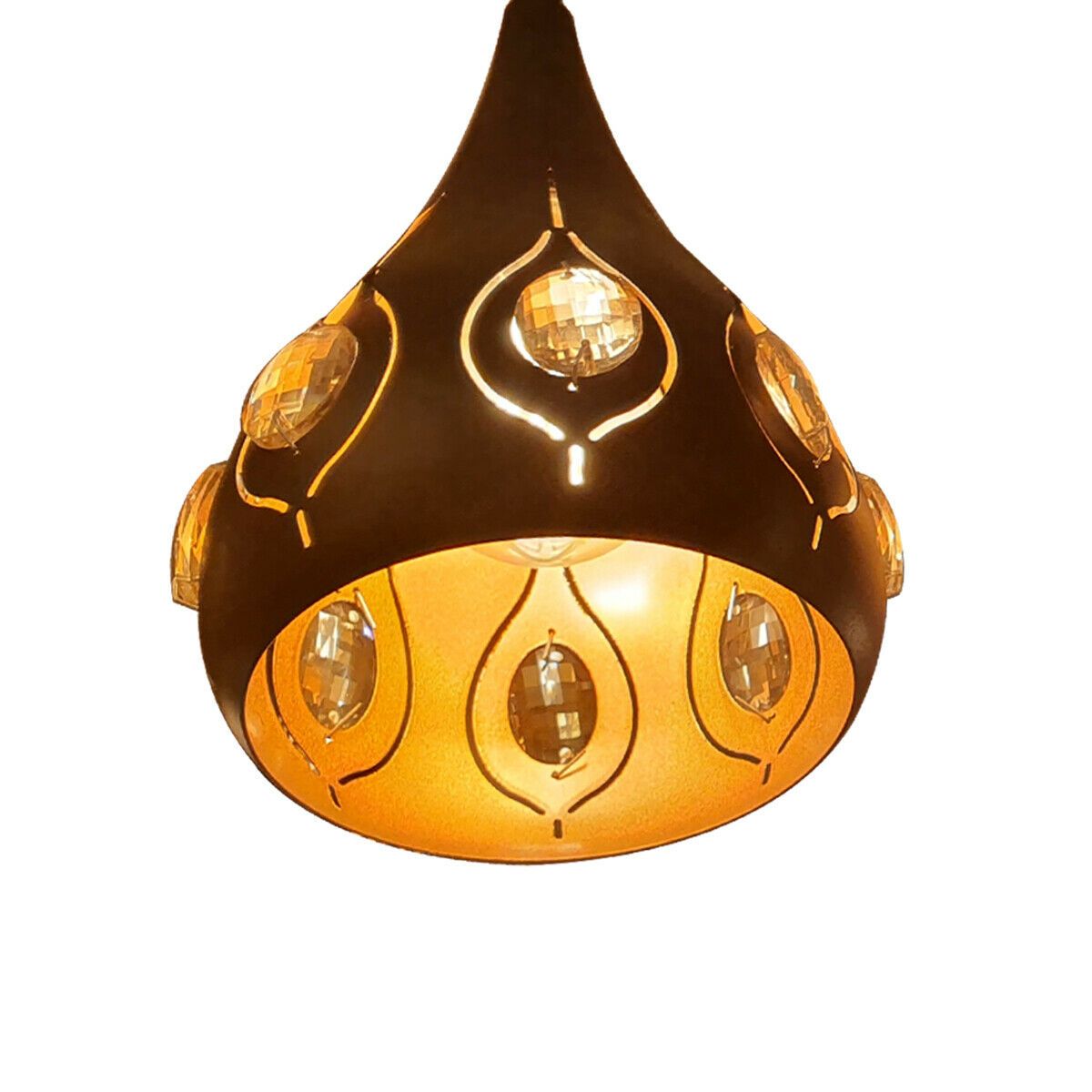 Vintage Industrie Deckenpendelleuchte Retro Loft Style Metall + Kristall Lampe