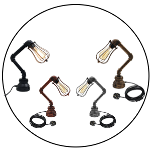 Industrial Plug-In Tischleuchte Steampunk Metall Indoor Stand Wasserpfeife Retro Beleuchtung LEDSone DE