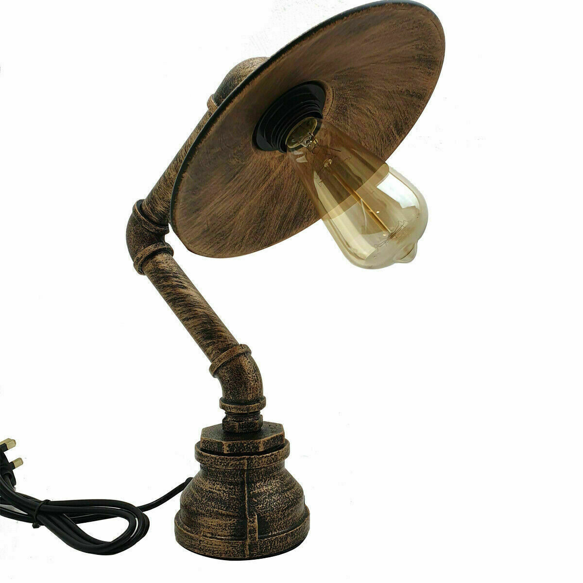 Moderne industrielle Retro-Stil-Stahlrohr-Schreibtisch-Tischlampe mit flachem Schirm LEDSone DE-11