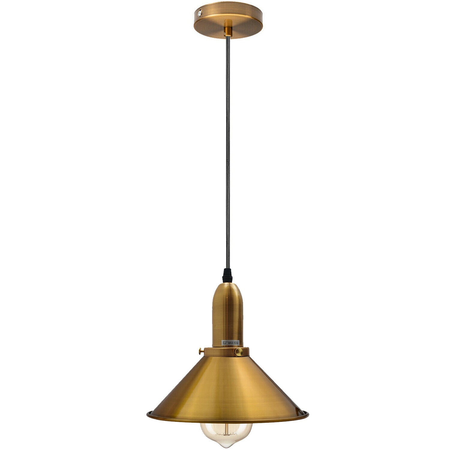 Industrielle Retro Gelb Messing Metall Kegelform Schatten Indoor Hängende Deckenpendelleuchte