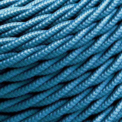 1m/5m/10m 3 adriges Textilkabel elektrisches gedrehtes Kabel Stoffummantelung Blau~1206
