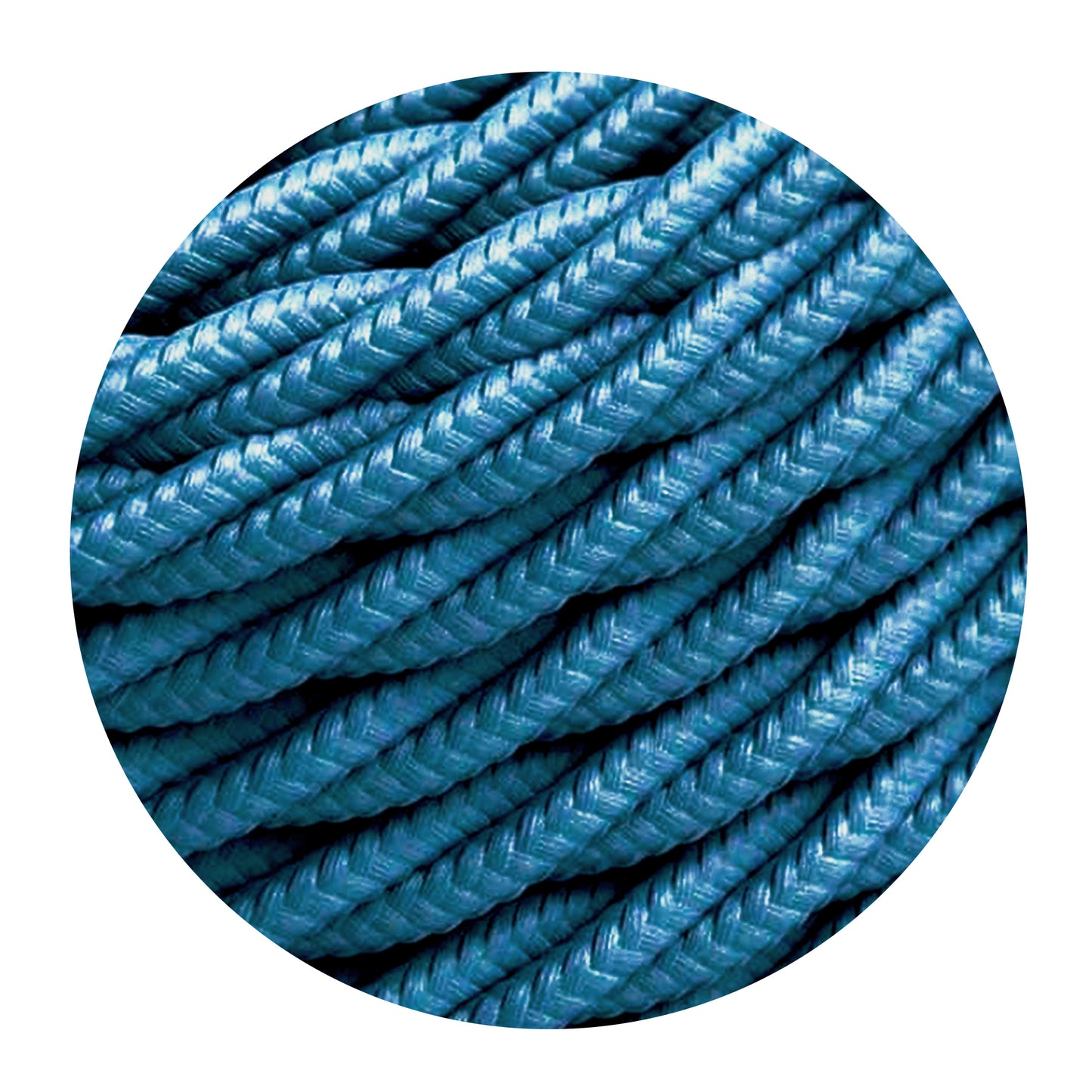 1m/5m/10m 3 adriges Textilkabel elektrisches gedrehtes Kabel Stoffummantelung Blau~1206