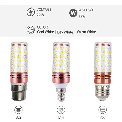 Lampadina LED 12W E14/E27/B22 – 3 colori (bianco caldo/bianco freddo/luce diurna)~2606
