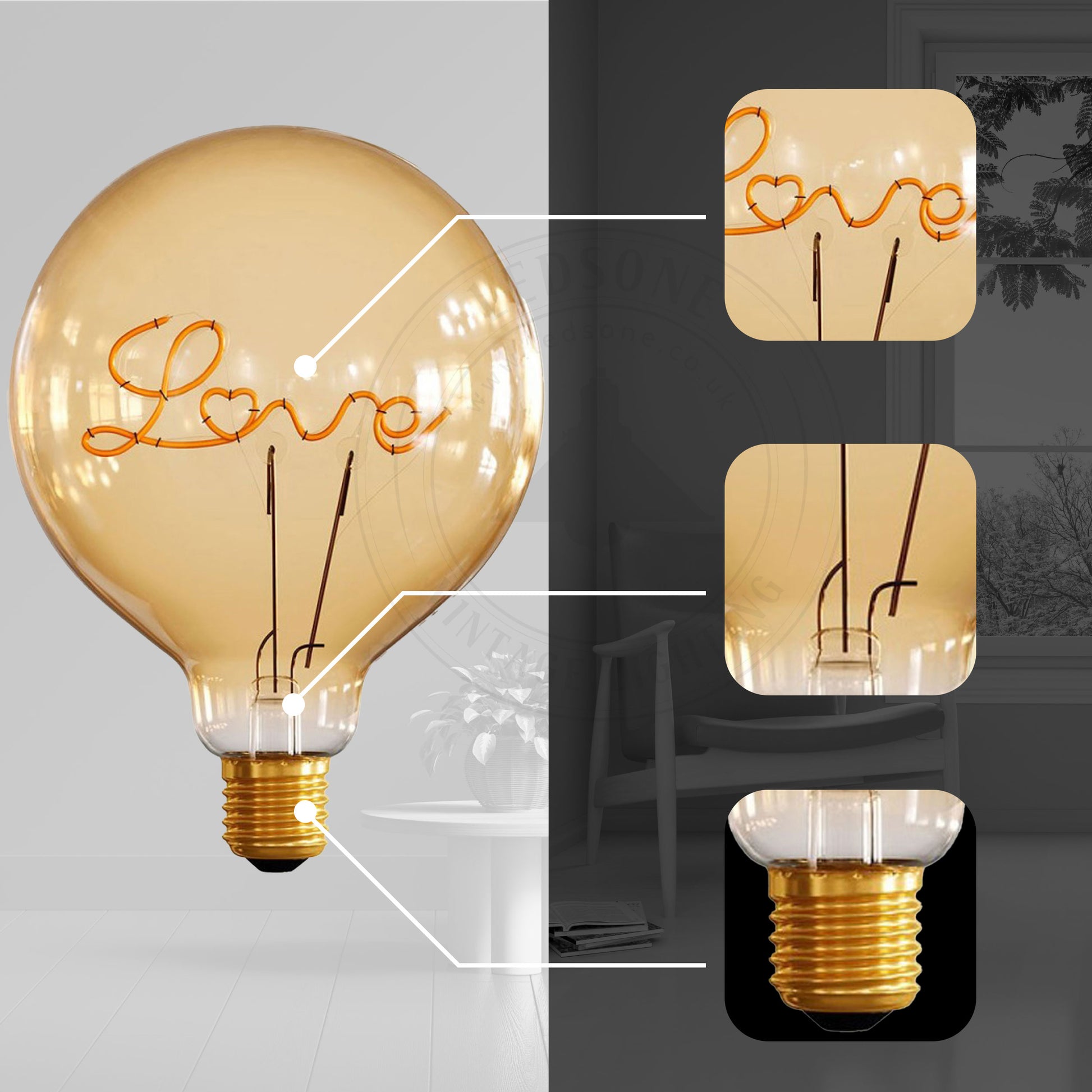  E27-LED-Edison-Schraube bernsteinfarbene Glas-Glühbirne