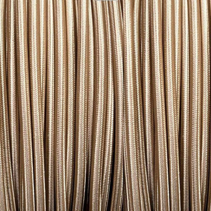 1m Stromkabel Textilkabel 3 Adrig Lampenkabel 0.75mm² rund Hell Gold~1125