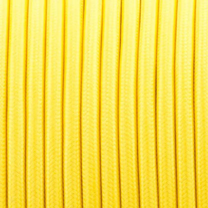 1m Stromkabel, Textilkabel 3 Adrig Lampenkabel Stoffkabel 0.75mm², Rund, Gelb~1132