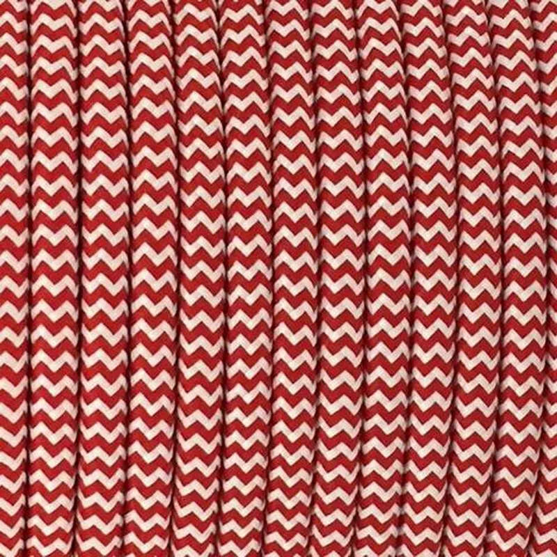 Stromkabel Textilkabel Lampenkabel Stoffkabel 3x0.75mm², Rund, Rot&Weiß~1136