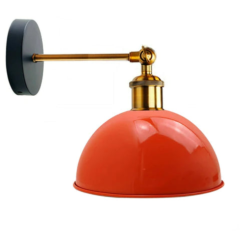 Orange industriell  Metall-Wandlampe kuppelförmiger