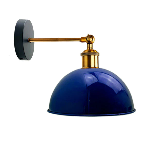 Dunkelblau industriell Metall-Wandlampe kuppelförmiger