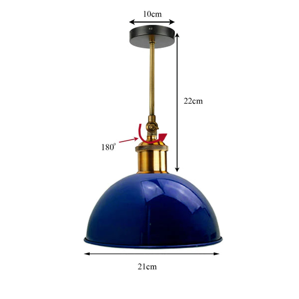 Dunkelblau  Metall-Wandlampe kuppelförmiger