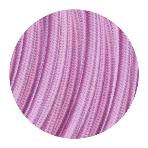 Cavo tondo in tessuto rosa baby a 2 conduttori per lampade~2662