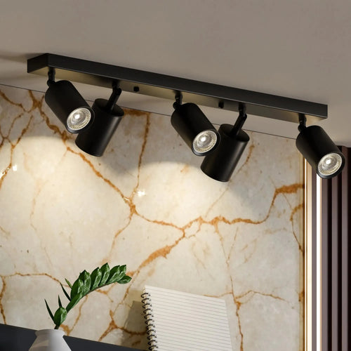 Schwarze Deckenleuchte Mehrflammig Verstellbar Rechteckig ~3287