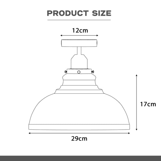 E27 halvplans loftlampe af metal ~3303