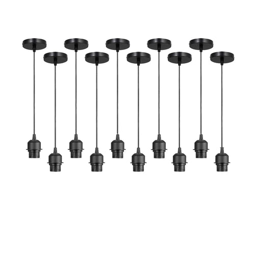 10er Pack E27 Pendelleuchte Schwarz Retro Lampe selbst bauen ~3394