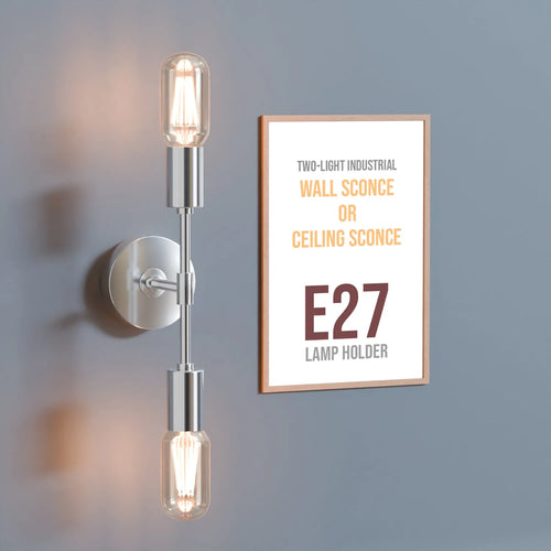 Moderne industrielle Doppel E27 Wand- oder Deckenleuchte - Doppelbirnenleuchte~3457
