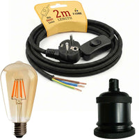 Vintage schwarz pendelleuchte mit kabelschalter | DIY 3-adriges Kabel ~3535 variant