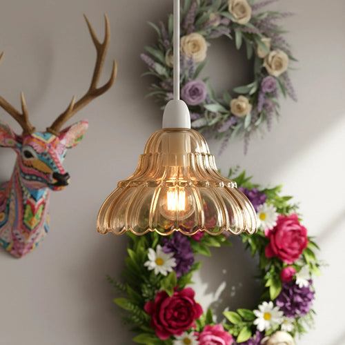 Kleine minimalistische Glockenblumen Glas Lampenschirm Ø 17cm ~3553