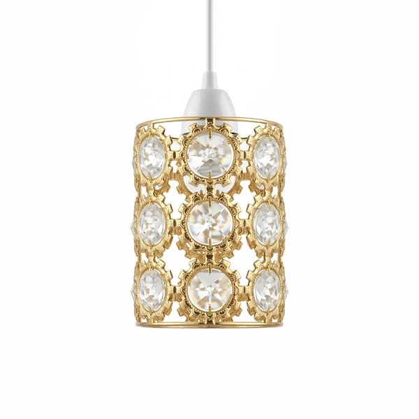 Pendelleuchte Lampenschirm gold Kristall
