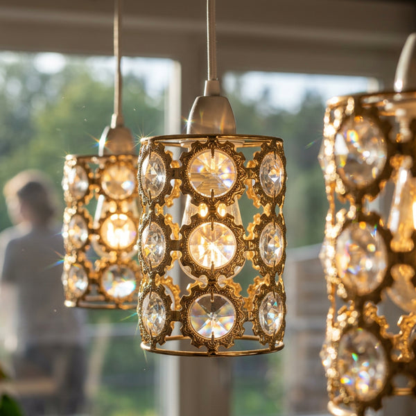 Gold Kristall Hängeleuchten Schirm~3644