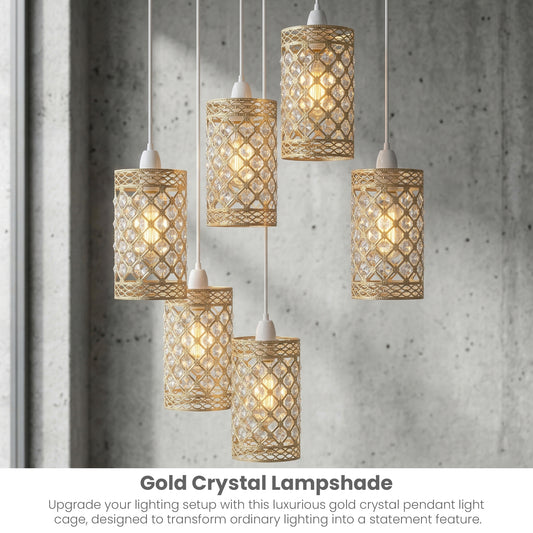 Marokkanischer Pendelleuchtenschirm – Französisches Goldkristall, E27~3639