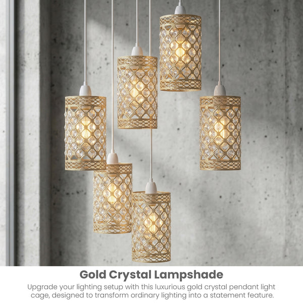 Marokkanischer Pendelleuchtenschirm – Französisches Goldkristall, E27~3639