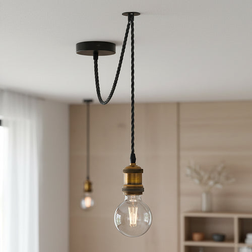 Industrielle Pendelleuchte mit verstellbarem Kabel und E27-Fassung ~ 3641