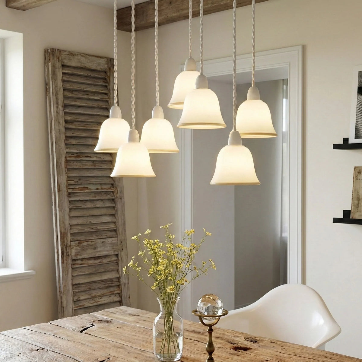 Glocken Glas Lampenschirm Weiß